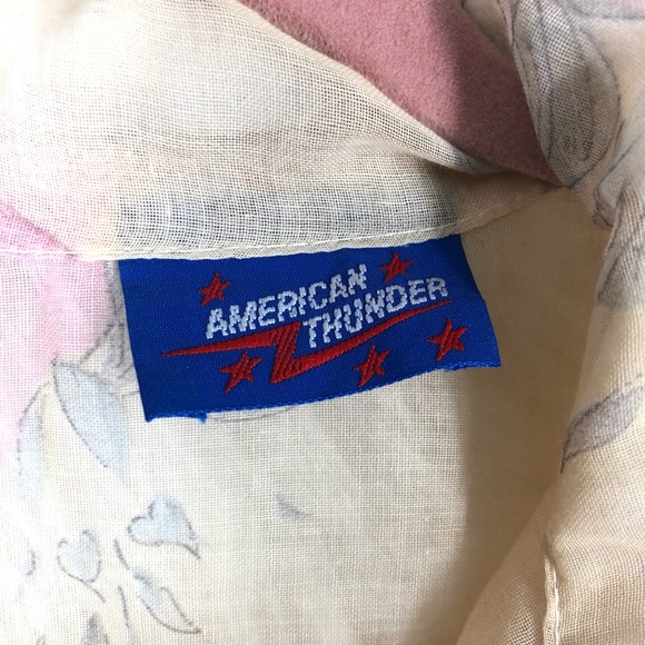 VTG American Thunder Floral Sheer Tie Front Blouse, 1980s-90s, Butterfly Arms M - Picture 5 of 9